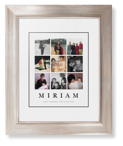 Modern Grid Gallery of Nine Portrait Framed Print, Metallic, Modern, Black, White, Single piece, 8x10, Multicolor