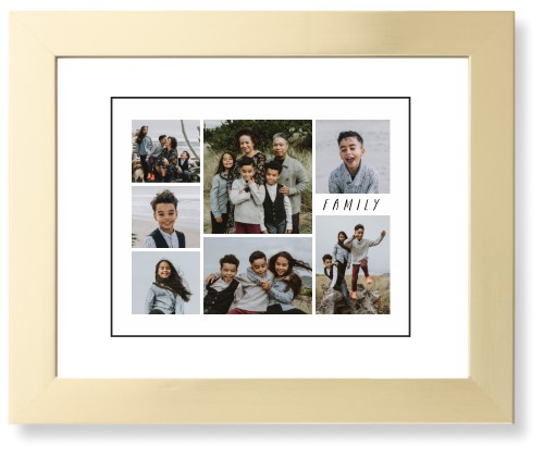 Rustic Picture Gallery Collage Of Seven Framed Print, Matte Gold, Contemporary, Black, White, Single piece, 8x10, Multicolor, multi