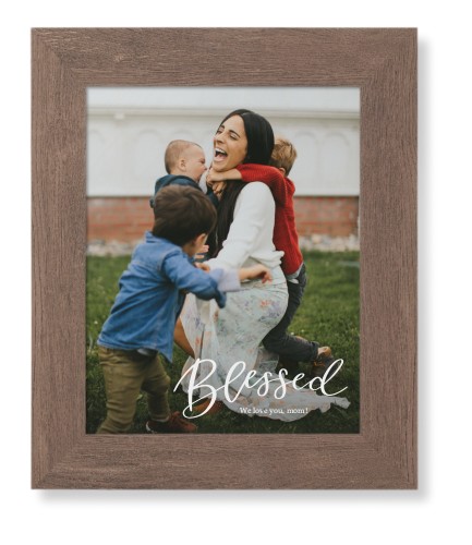 Contemporary Blessed Letters Portrait Framed Print, Walnut, Contemporary, None, None, Single piece, 8x10, White
