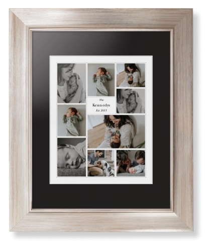 Modern Family Collage Portrait Framed Print, Metallic, Modern, White, Black, Single piece, 8x10, White, white