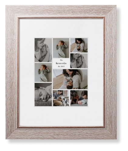 Modern Family Collage Portrait Framed Print, Rustic, Modern, None, White, Single piece, 8x10, White, white