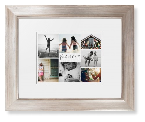 Modern Family Love Collage Framed Print, Metallic, Modern, None, White, Single piece, 8x10, Gray