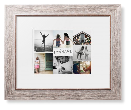 Modern Family Love Collage Framed Print, Rustic, Modern, White, White, Single piece, 8x10, Gray