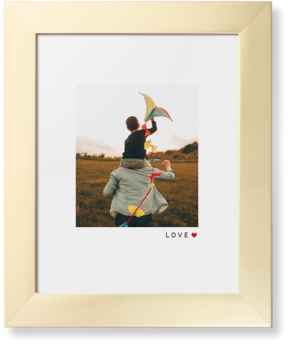 Modern Love Heart Portrait Framed Print, Matte Gold, Contemporary, White, White, Single piece, 8x10, White, white