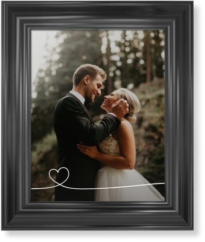 Heart Line Art Framed Print, Black, Classic, None, None, Single piece, 11x14, White