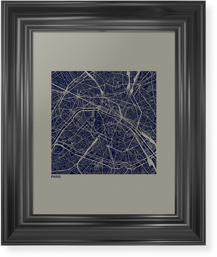 Paris Map Framed Print, Black, Classic, None, None, Single piece, 11x14, Multicolor