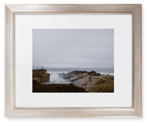 Gray Sea Framed Print, Metallic, Modern, White, White, Single piece, 11x14, Multicolor