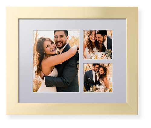 Hero Three Up Portrait Deluxe Mat Framed Print, Matte Gold, Contemporary, White, Single piece, 11x14, Multicolor
