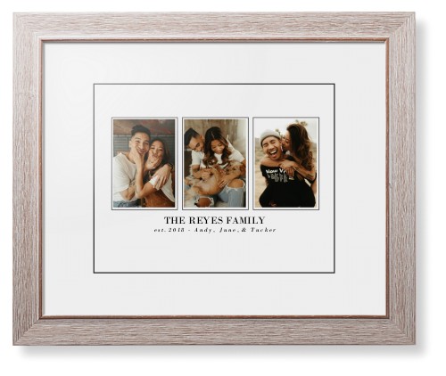 Classic Trio Framed Print, Rustic, Modern, Black, White, Single piece, 11x14, White