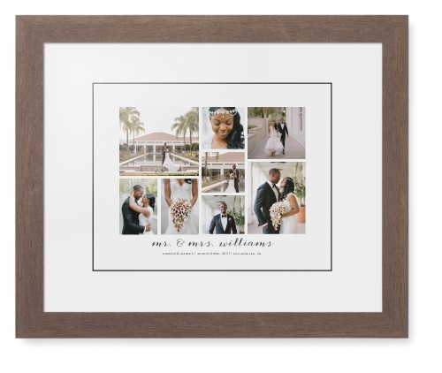 Clean Gallery Collage of Eight Framed Print, Walnut, Contemporary, Black, White, Single piece, 11x14, Multicolor, multi