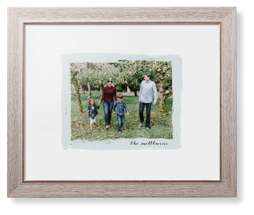 Brush Stroke Border Framed Print, Rustic, Modern, None, White, Single piece, 11x14, Gray
