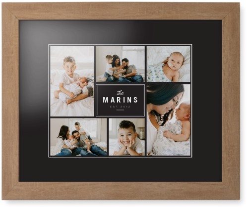 Contemporary Family Collage Framed Print, Natural, Contemporary, White, Black, Single piece, 11x14, Blue