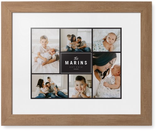 Contemporary Family Collage Framed Print, Natural, Contemporary, Black, White, Single piece, 11x14, Blue