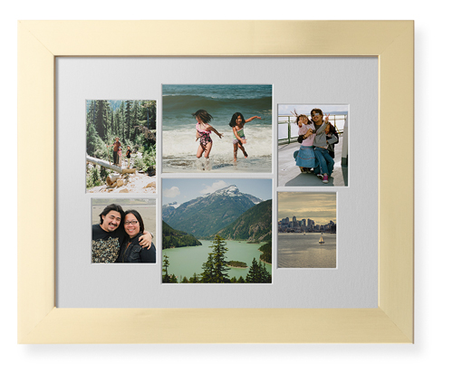 Mixed Six Up Landscape Collage Deluxe Mat Framed Print, Matte Gold, Contemporary, White, Single piece, 11x14, White