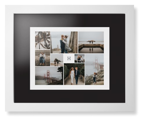 Classic Monogram Gallery of Nine Framed Print, White, Contemporary, None, Black, Single piece, 11x14, Multicolor, multi