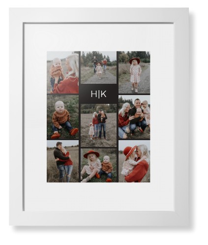 Modern Gallery Monogram of Nine Framed Print, White, Contemporary, White, White, Single piece, 11x14, Multicolor, multi