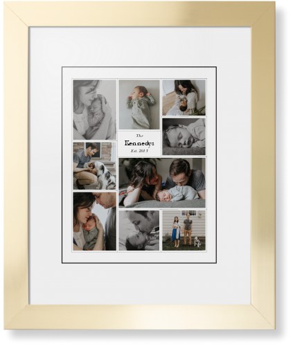 Modern Family Collage Portrait Framed Print, Matte Gold, Contemporary, Black, White, Single piece, 11x14, White, white