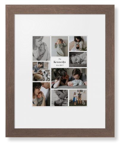 Modern Family Collage Portrait Framed Print, Walnut, Contemporary, None, White, Single piece, 11x14, White