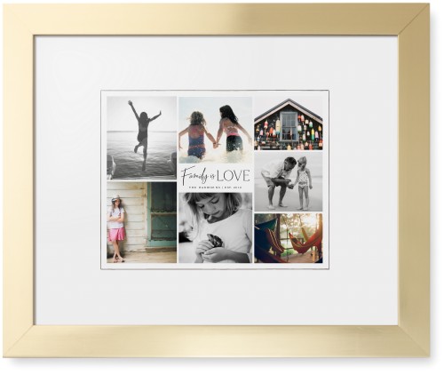 Modern Family Love Collage Framed Print, Matte Gold, Contemporary, None, White, Single piece, 11x14, Gray