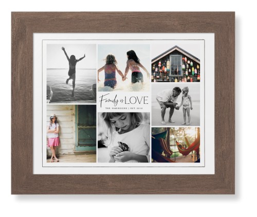 Modern Family Love Collage Framed Print, Walnut, Contemporary, None, None, Single piece, 11x14, Gray