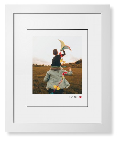 Modern Love Heart Portrait Framed Print, White, Contemporary, Black, White, Single piece, 11x14, White, white