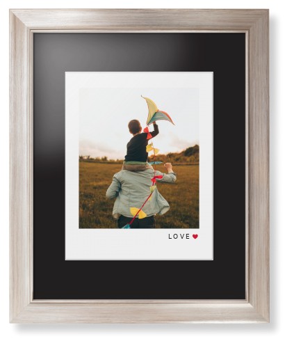 Modern Love Heart Portrait Framed Print, Metallic, Modern, White, Black, Single piece, 11x14, White, white