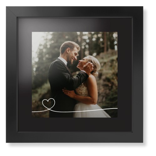 Heart Line Art Framed Print, Black, Contemporary, Black, Black, Single piece, 12x12, White