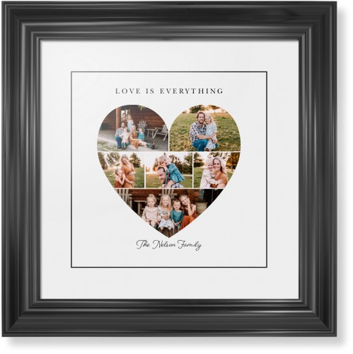 Filled Heart Framed Print, Black, Classic, Black, White, Single piece, 12x12, White, white