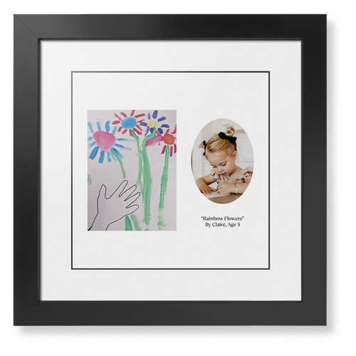 Oval Vignette Framed Print, Black, Contemporary, Black, White, Single piece, 12x12, White