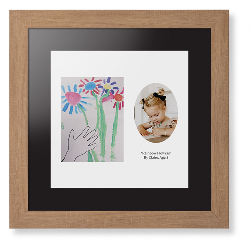 Oval Vignette Framed Print, Natural, Contemporary, Black, Black, Single piece, 12x12, White