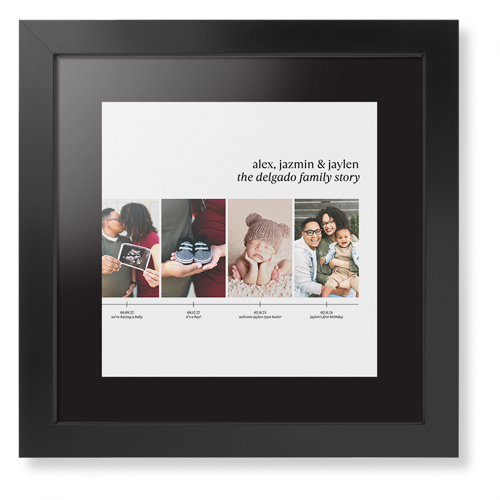 Family Timeline Framed Print, Black, Contemporary, Black, Black, Single piece, 12x12, White, white