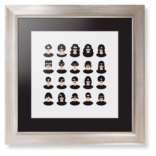 Modern Girls Framed Print, Metallic, Modern, White, Black, Single piece, 12x12, Multicolor
