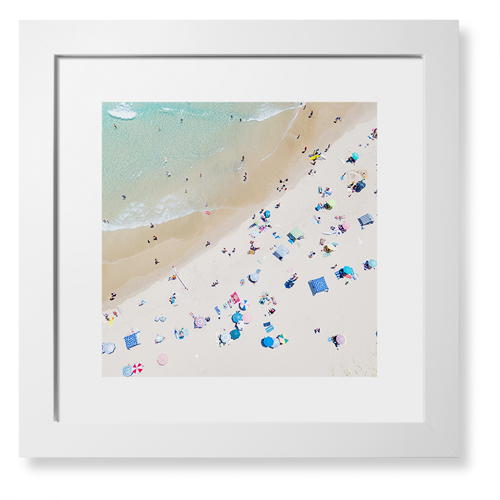 Aerial Beach Framed Print, White, Contemporary, White, White, Single piece, 12x12, Multicolor
