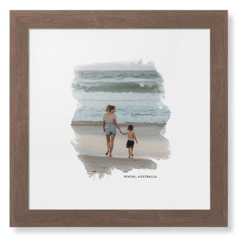 Brushed Moments Framed Print, Walnut, Contemporary, None, White, Single piece, 12x12, White, white