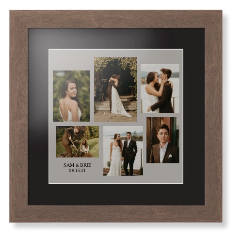 Gallery Collage of Six Framed Print, Walnut, Contemporary, White, Black, Single piece, 12x12, Multicolor, multi