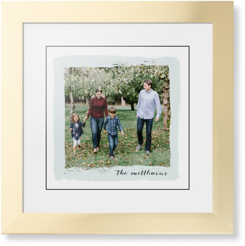 Brush Stroke Border Framed Print, Matte Gold, Contemporary, Black, White, Single piece, 12x12, Gray
