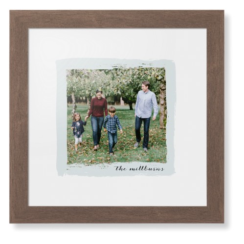 Brush Stroke Border Framed Print, Walnut, Contemporary, None, White, Single piece, 12x12, Gray