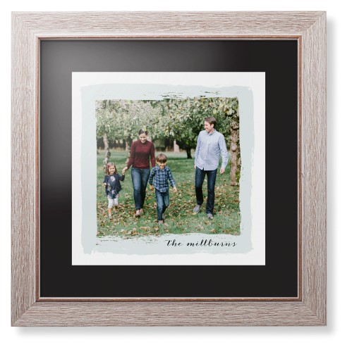 Brush Stroke Border Framed Print, Rustic, Modern, Black, Black, Single piece, 12x12, Gray, air