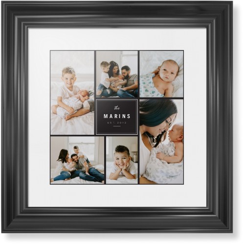 Contemporary Family Collage Framed Print, Black, Classic, White, White, Single piece, 12x12, Blue