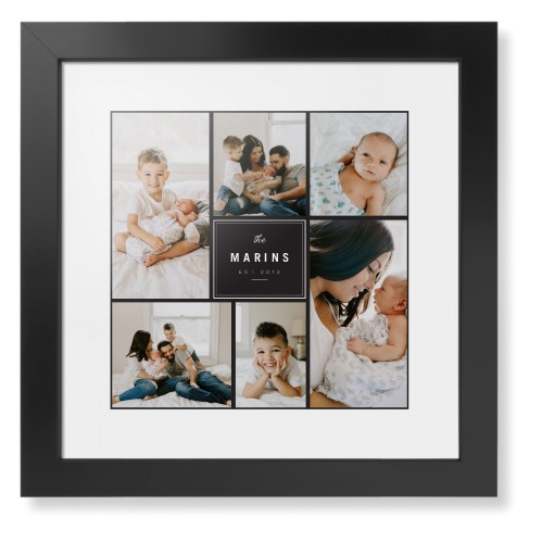Contemporary Family Collage Framed Print, Black, Contemporary, None, White, Single piece, 12x12, Blue