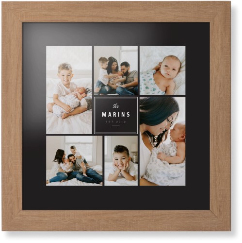 Contemporary Family Collage Framed Print, Natural, Contemporary, None, Black, Single piece, 12x12, Blue