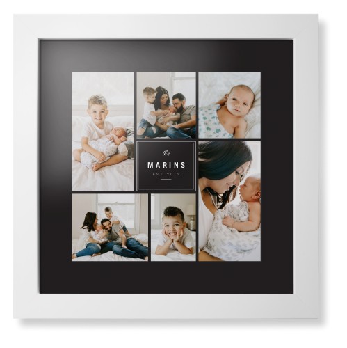 Contemporary Family Collage Framed Print, White, Contemporary, None, Black, Single piece, 12x12, Blue, cedar
