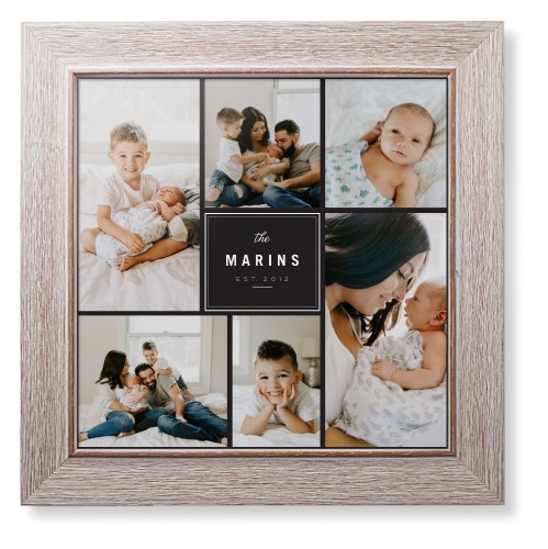 Contemporary Family Collage Framed Print, Rustic, Modern, None, None, Single piece, 12x12, Blue