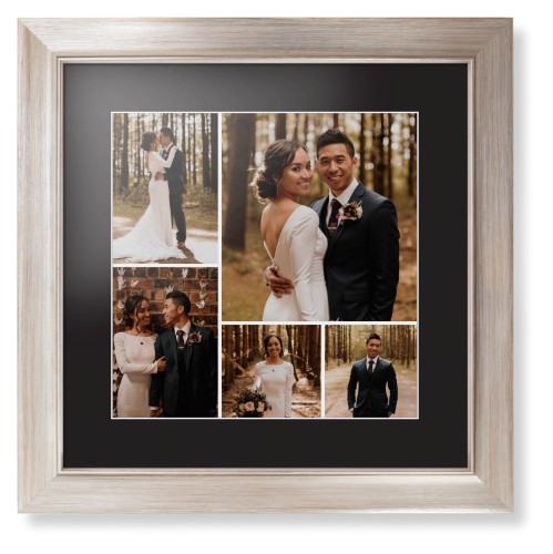 Gallery of Five Framed Print, Metallic, Modern, White, Black, Single piece, 12x12, Multicolor