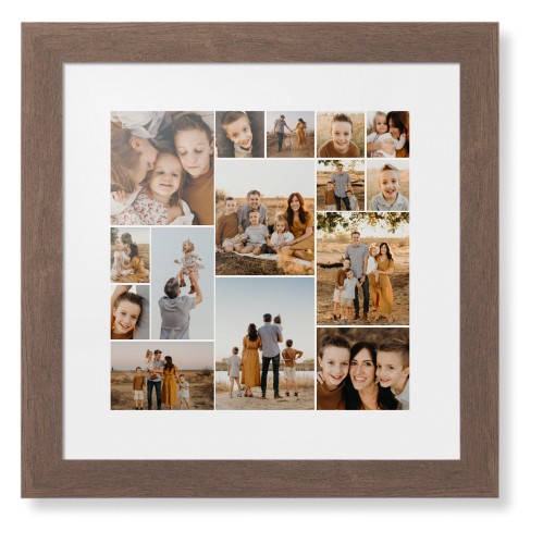 Gallery of Fifteen Framed Print, Walnut, Contemporary, None, White, Single piece, 12x12, Multicolor, multi