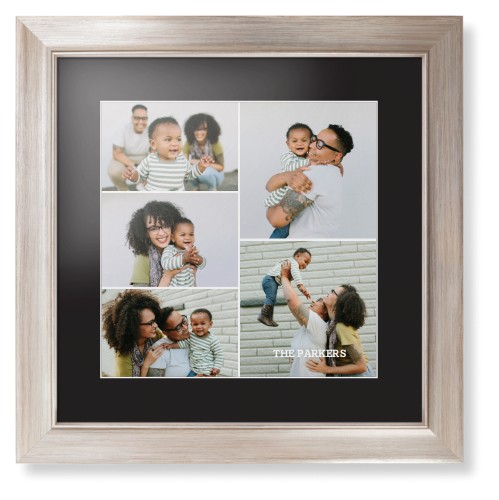 Gallery of Five Portrait Framed Print, Metallic, Modern, White, Black, Single piece, 12x12, Multicolor