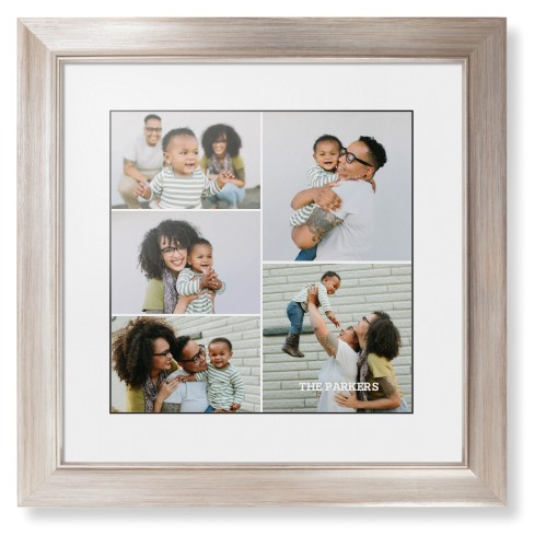 Gallery of Five Portrait Framed Print, Metallic, Modern, Black, White, Single piece, 12x12, Multicolor