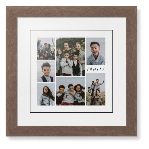 Rustic Picture Gallery Collage Of Seven Framed Print, Walnut, Contemporary, Black, White, Single piece, 12x12, Multicolor, multi