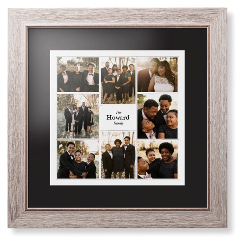 Modern Family Collage Framed Print, Rustic, Modern, Black, Black, Single piece, 12x12, White, white