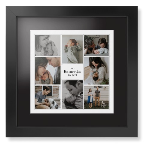 Modern Family Collage Portrait Framed Print, Black, Contemporary, White, Black, Single piece, 12x12, White, white
